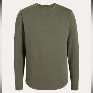 Nuuds Mens Olive Long Sleeve Curved Hem T-Shirt Size XXL